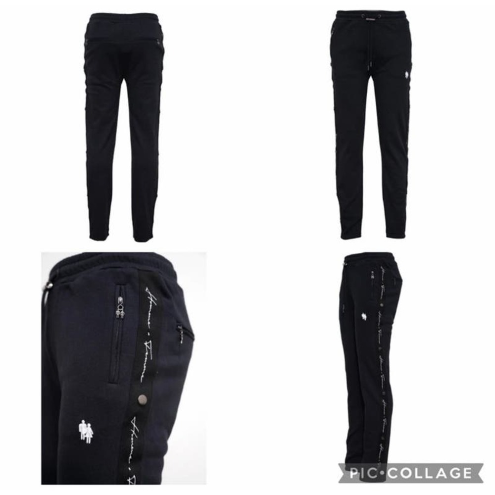 Homme + Femme Men's Slim Fit Track Jogger Sweatpants Joggers For Men Black White